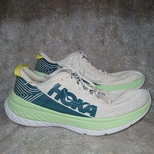 Hoka One One Carbon X Shoes Mens Size 13 White Green Running Sneakers